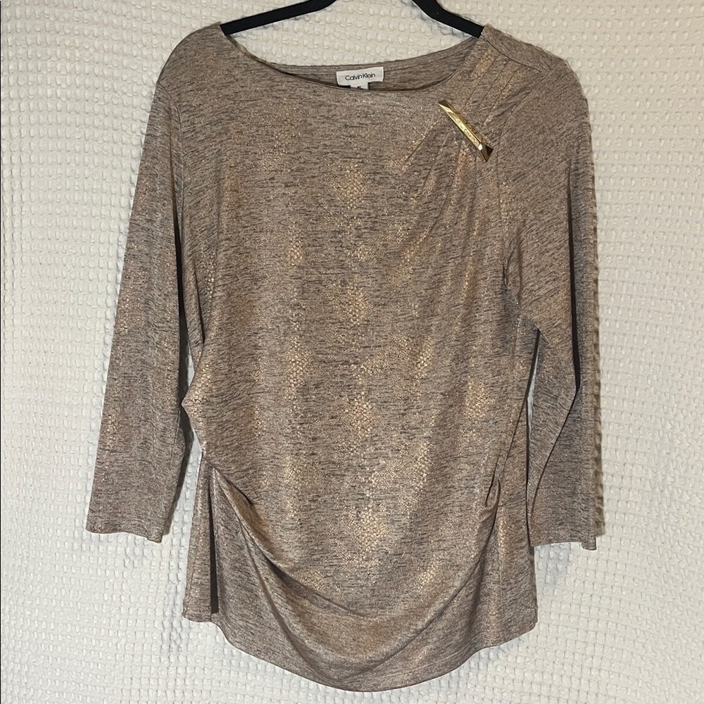 Calvin Klein Gold-Tone Embellished Blouse